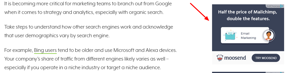 Retargeting by Moosend: banner ad