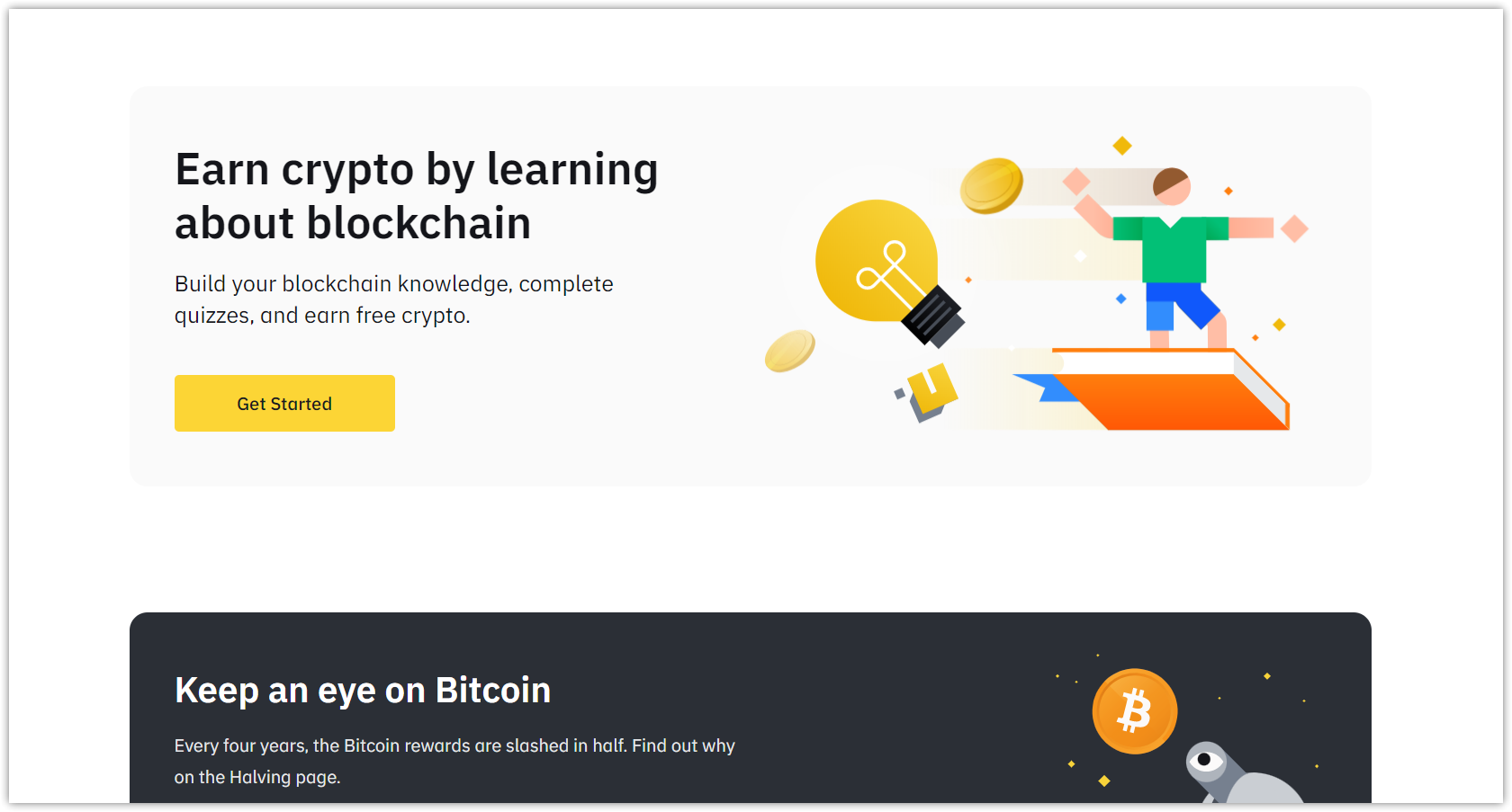 Call to action in Binance Academy
