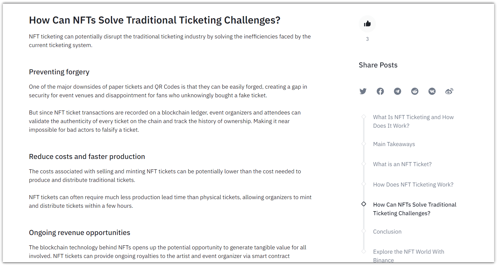 Headings and structure in Binance Blog article