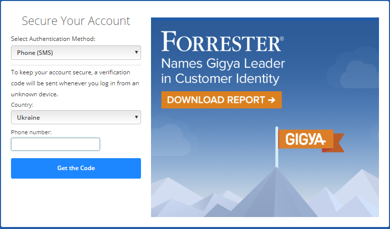 Registration in Gigya service