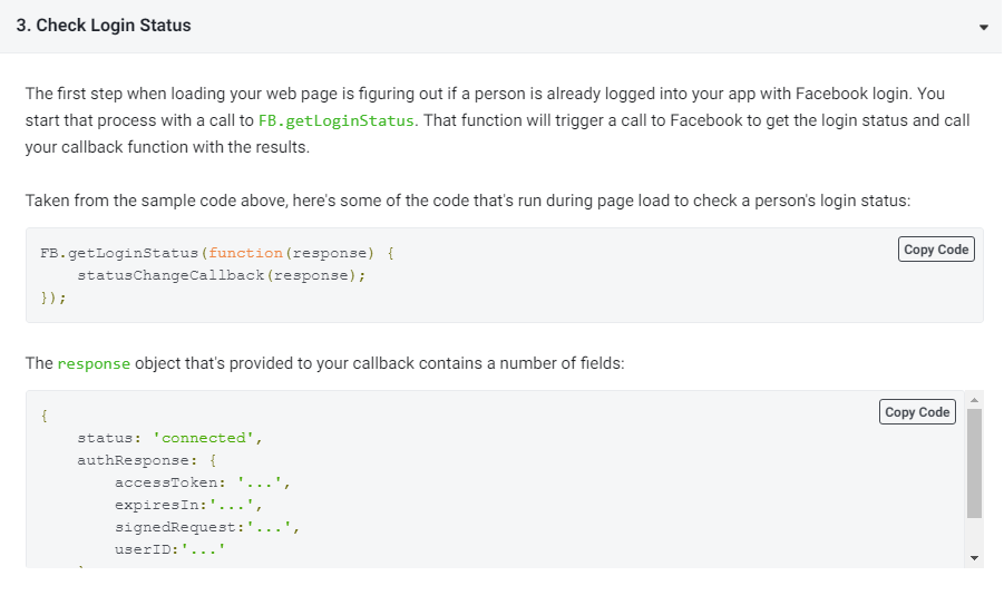 Check login status on Facebook