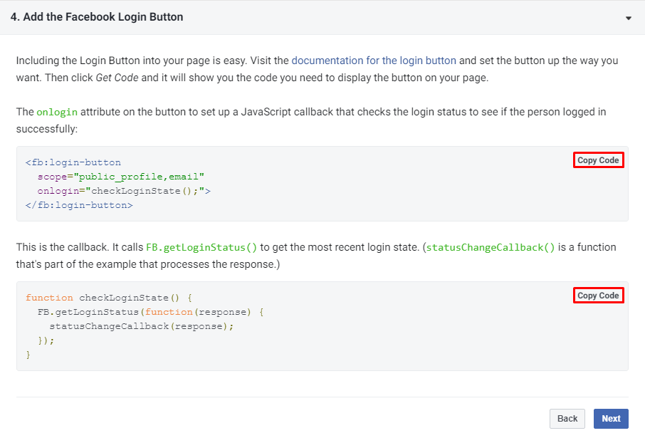 How to add the Facebook login button to the site