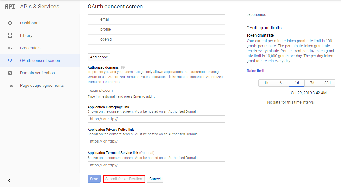 OAuth consent screen verification in Google Developers
