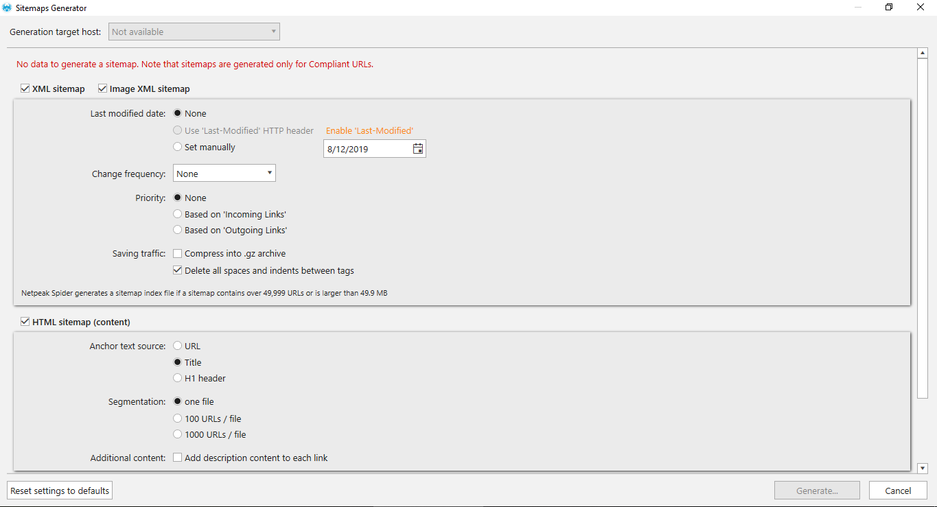 Setting image map in Netpeak Spider