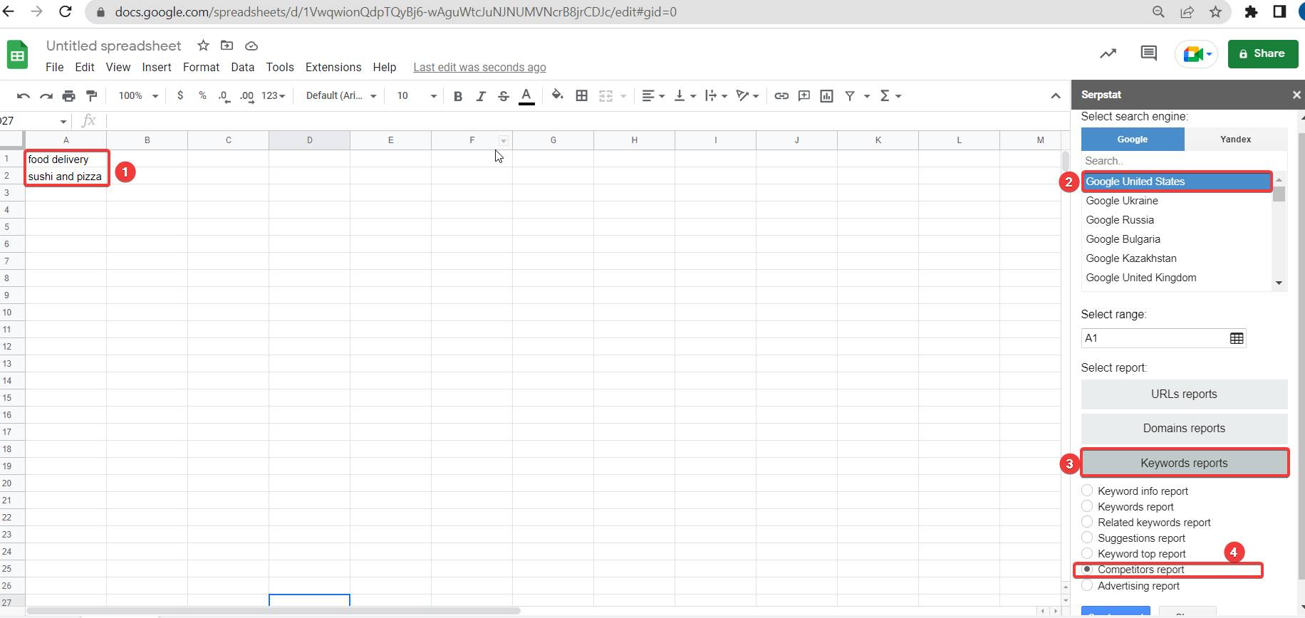 Entering data and choosing a method for analysis