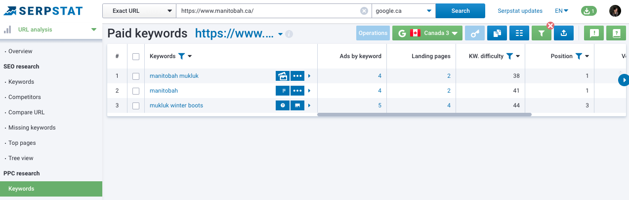 URL analysis Paid keywords