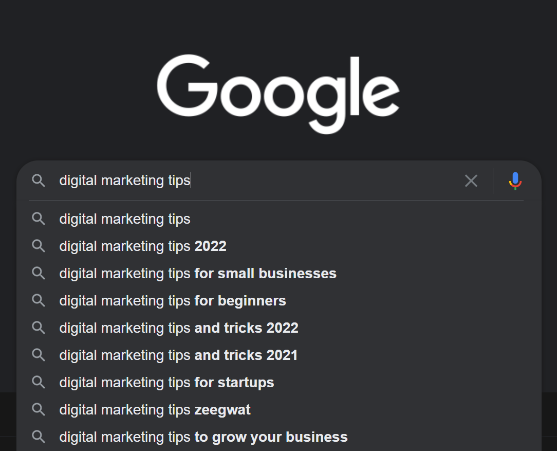 Google Search Bar Autocomplete