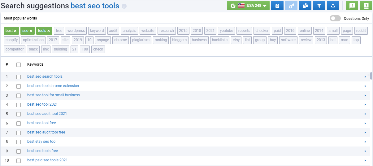 Serpstat's Keyword research tool