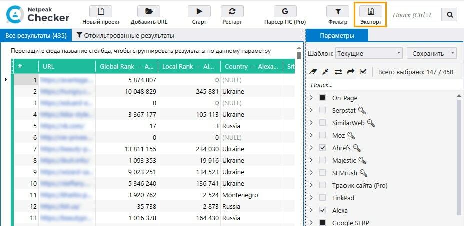 Скриншот отчета в Simmilar Web