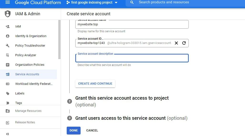 Zapolnenie informacii o servis accaute