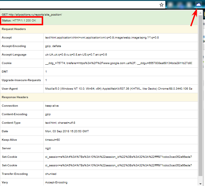 Плагин HTTP Headers для Chrome