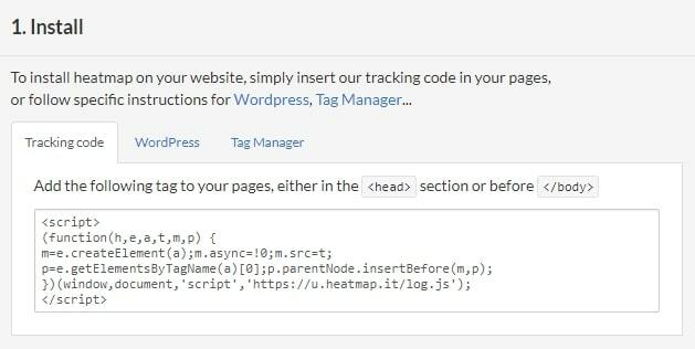 Код отслеживания поведения пользователя в Heatmap for WordPress