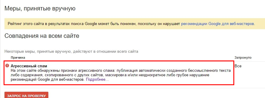 Агрессивный спам в Google Search Console