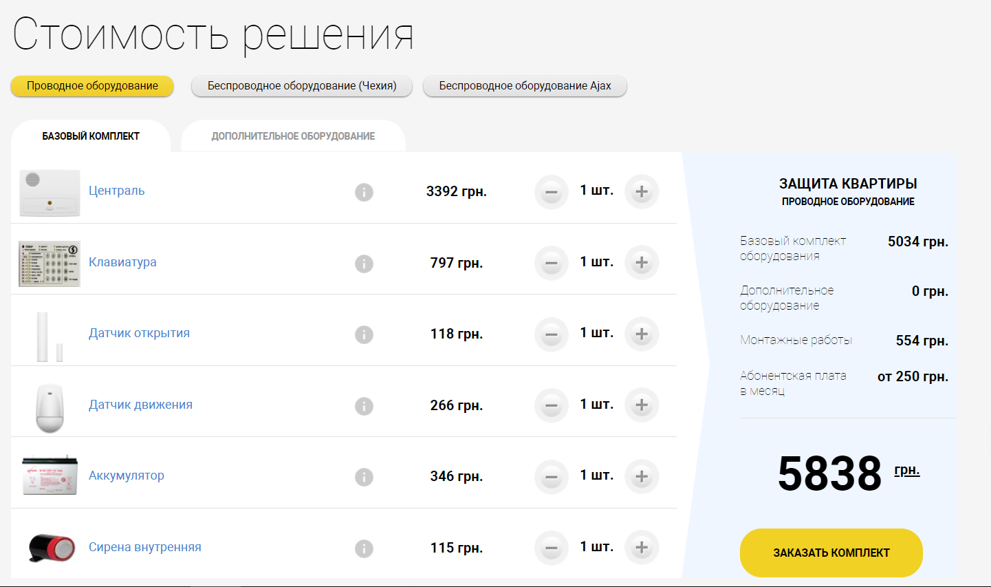 Рассчет стоимости онлайн на сайте