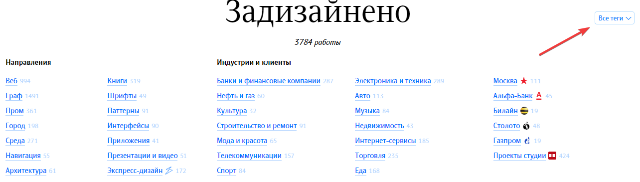 Тегирование работ в портфолио