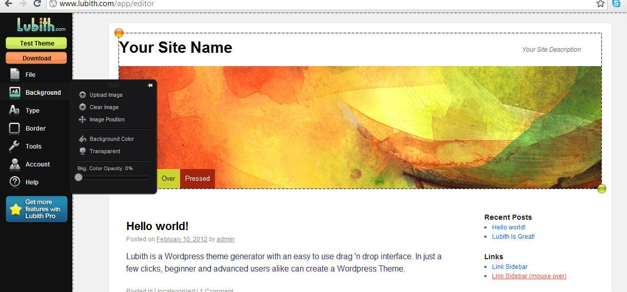 Генератор тем для WordPress онлайн Lubith