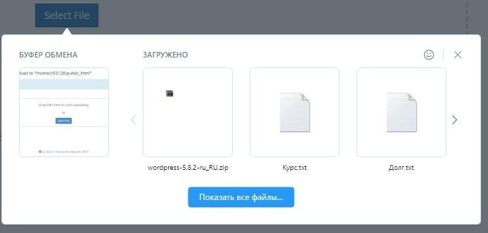 «Показать все файлы…» в cPanel