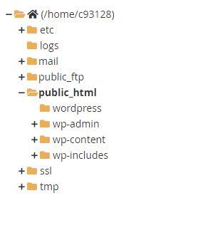 переход в папку public_html Вордпресс