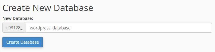 Создание новой базы данных WordPress