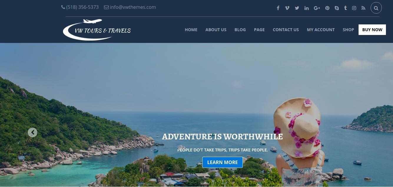 Туристический шаблон VW-travel для WordPress - 1