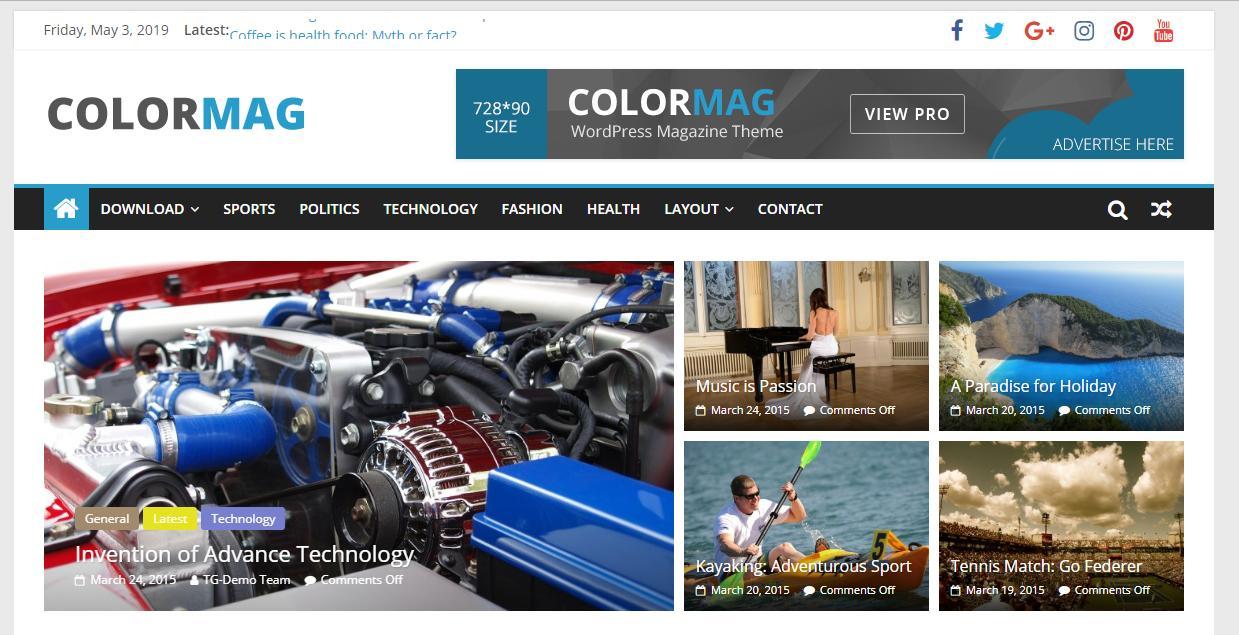 Бесплатный шаблон СМИ Colormag для WordPress - 1