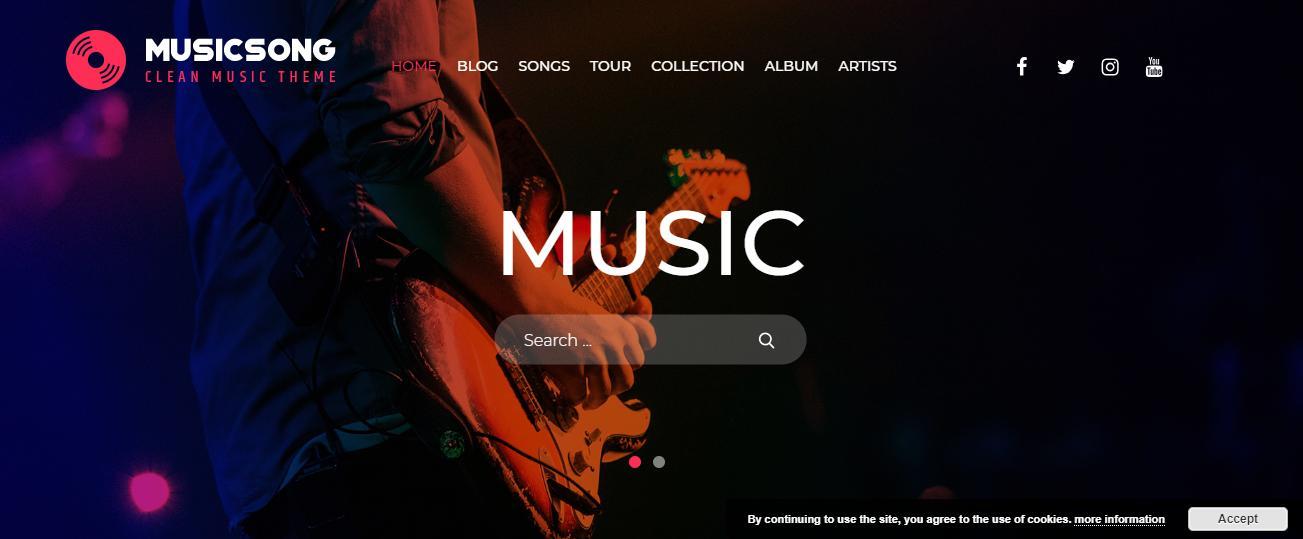 Бесплатный шаблон музыкальных сайтов Musicsong для WordPress - 1