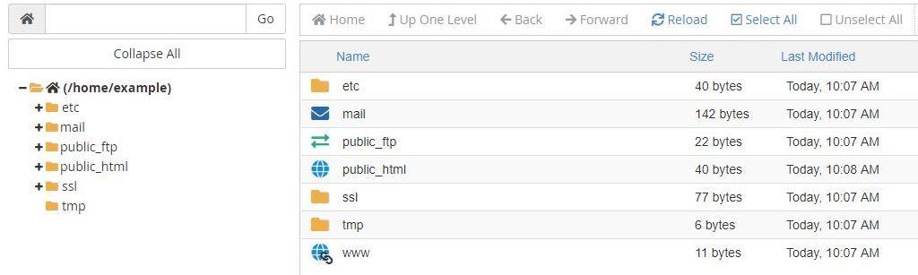 Menedzher fayov paneli cPanel