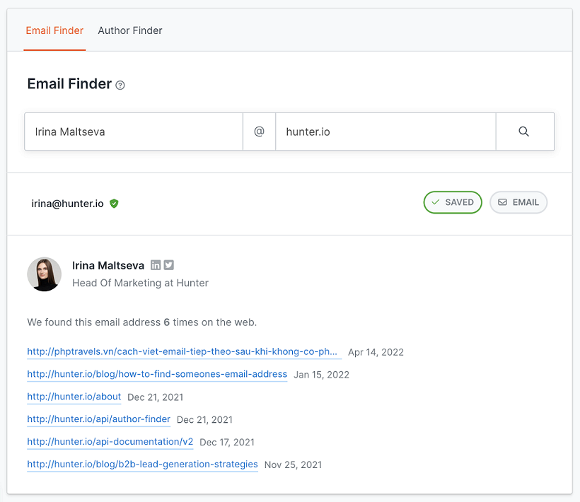 Email Finder service that helps you find the professionals' email addresses