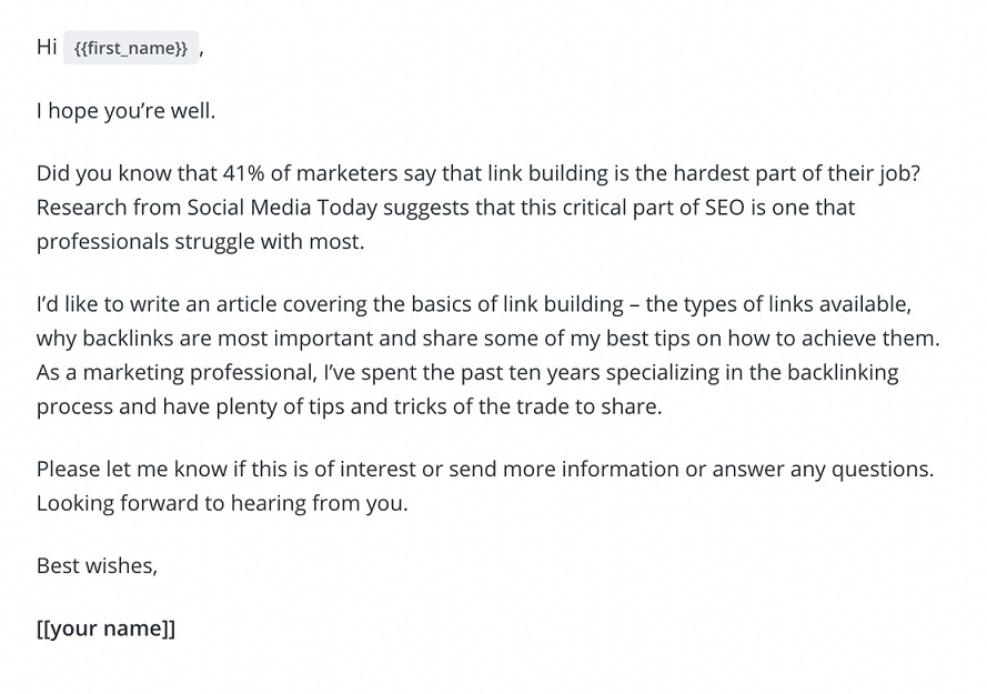 Outreach email template (guest blogging)
