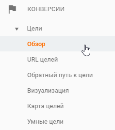 Меню выбора обзора конверсий