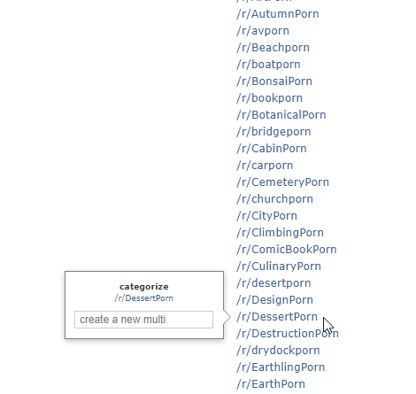 Реддит, открытие категории