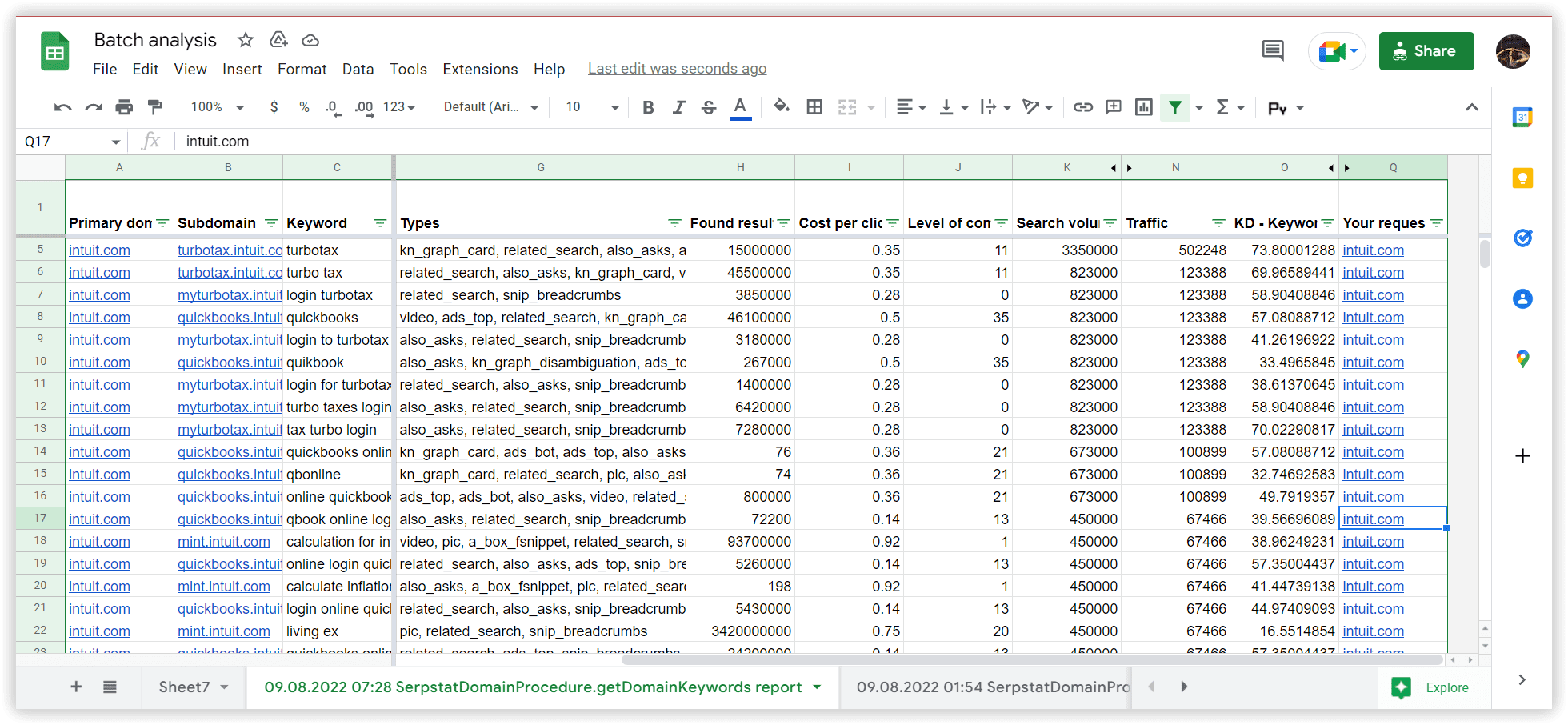 Batch analysis