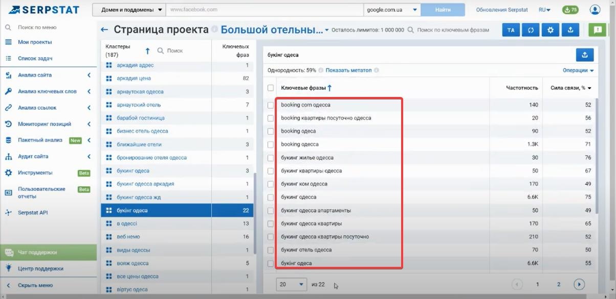 кластеризация Serpstat