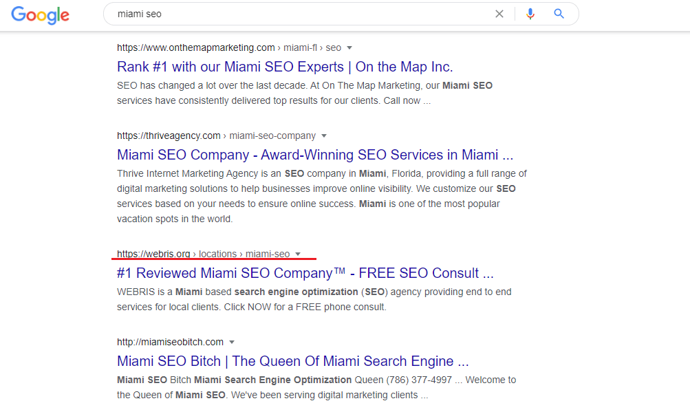 high google ranking