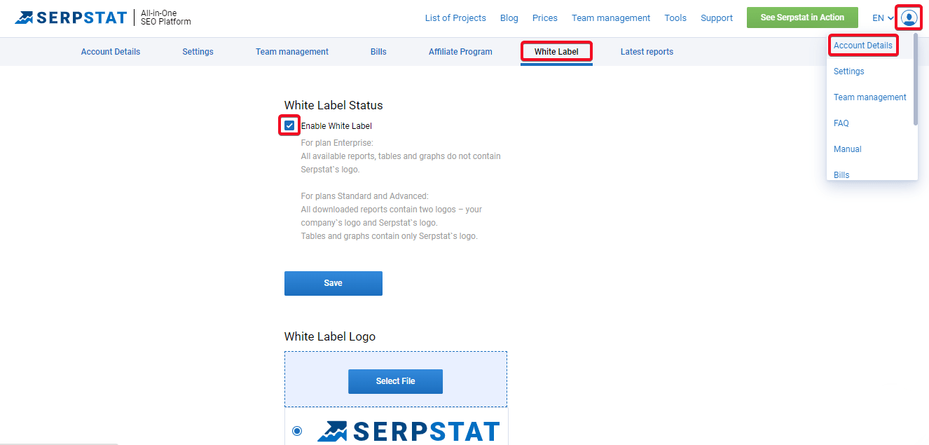 SEO-Reporting für Freelancer und Agenturen: White Label- und Brandberichte von Serpstat 16261788301521
