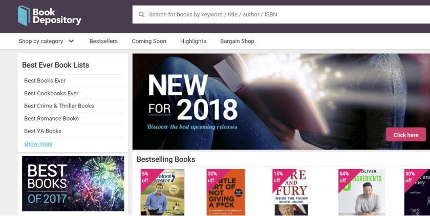 book depository menu