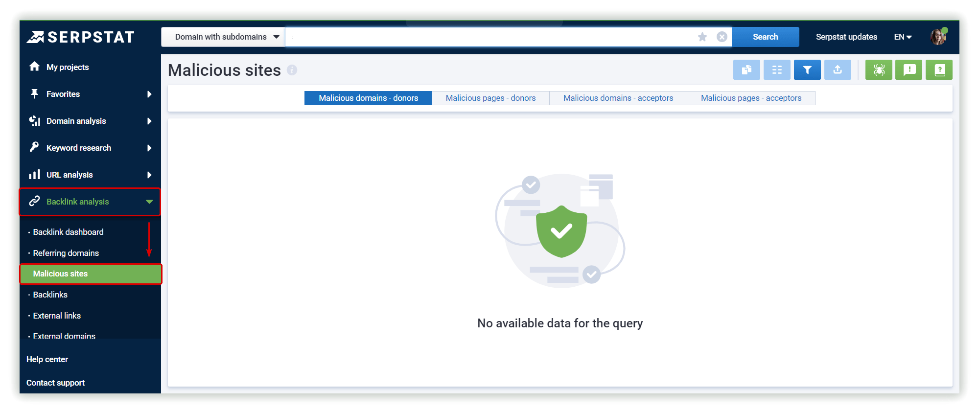Malicious site Serpstat