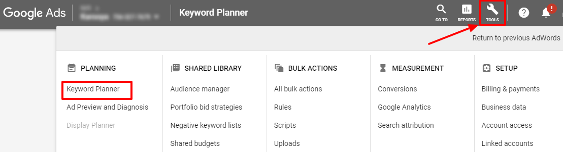 Google Adwords Keyword Planner
