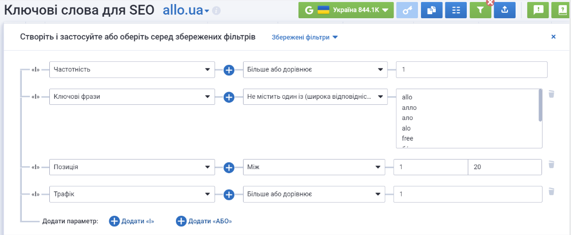 Фільтрація у звіті