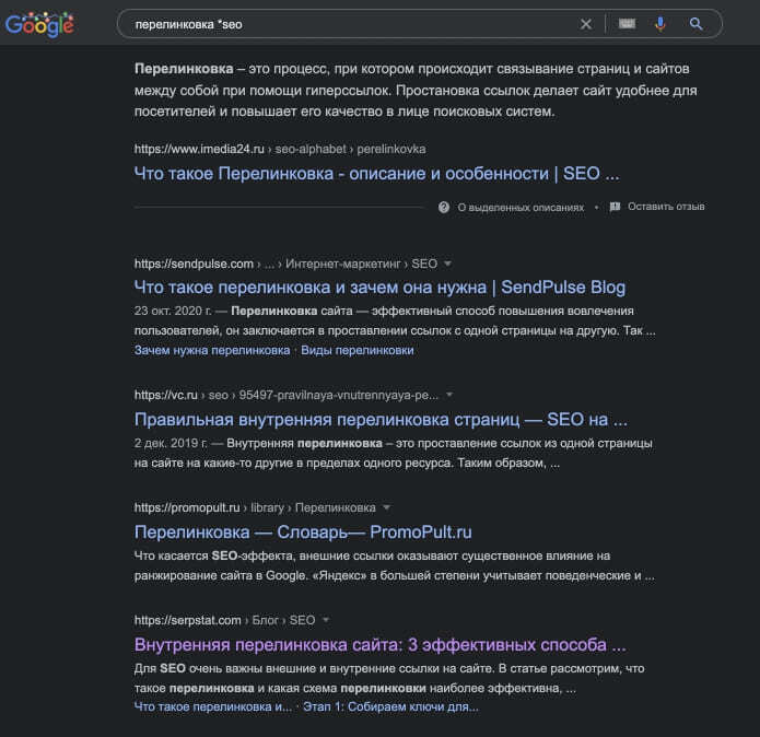 Поисковой спецсимвол *