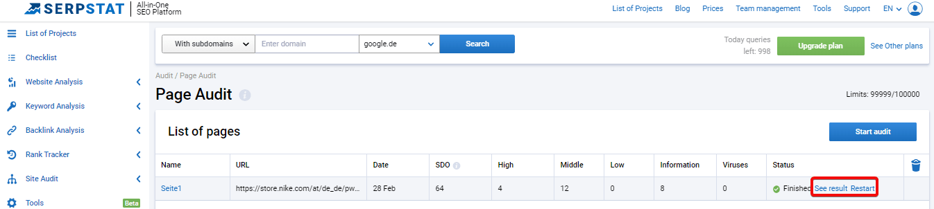 Technisches Audit einer Seite in 2 Klicks: Bewerte deine SEO-Leistungen 16261788235588