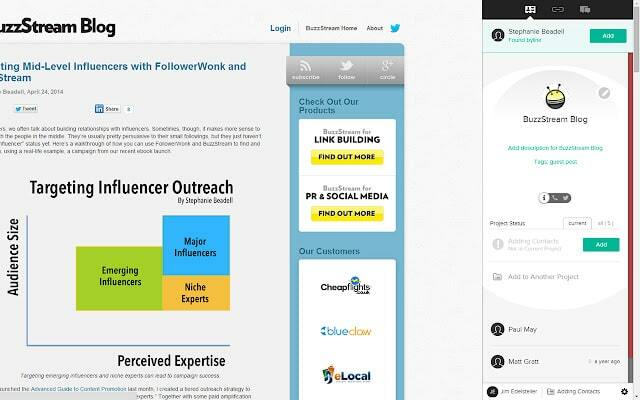 Расширение BuzzStream Buzzmarker