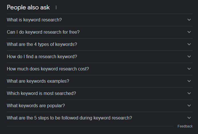 People also ask feature on Google