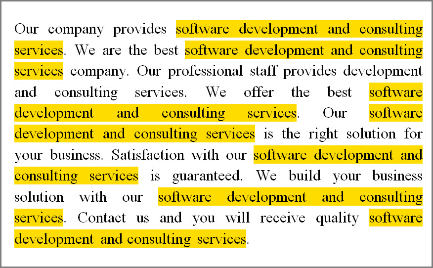 Over optimized text example