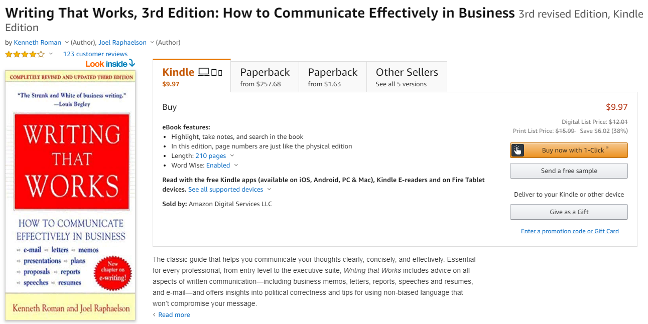 Kenneth Roman and Joel Raphaelson "Writing that works" book