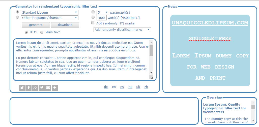 Generator lorem ipsum texts
