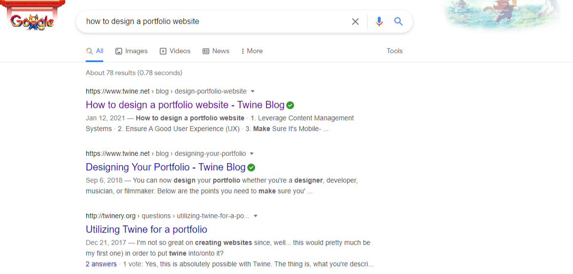 SERP results