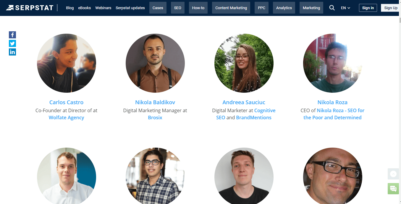 Linkbuilding through an expert roundup on Serpstat