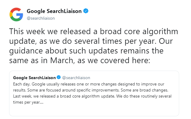 Bad website rankings​ may be caused by the algorithm update