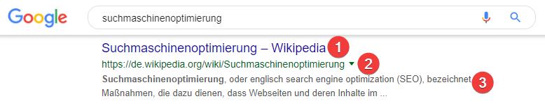Beispiel von Snipper bei Google
